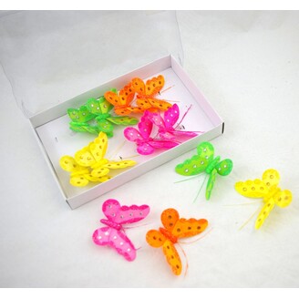 MOTÝL 8cm GLITTER 12ks V+
