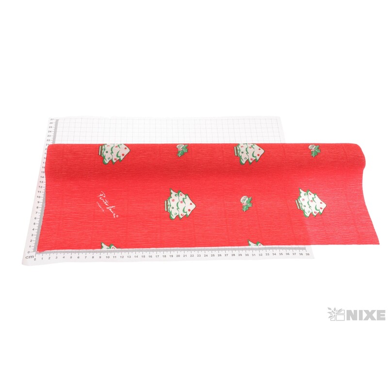 KREP TISK 50cmx2,5m STROMEČEK*500-9 ČERVENÁ V+