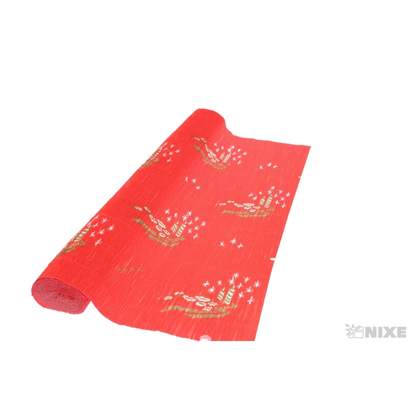 KREP TISK 50cmx2,5m SVÍČKA*700-4ČERVENÁ