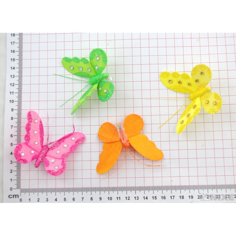 MOTÝL 8cm GLITTER 12ks V+