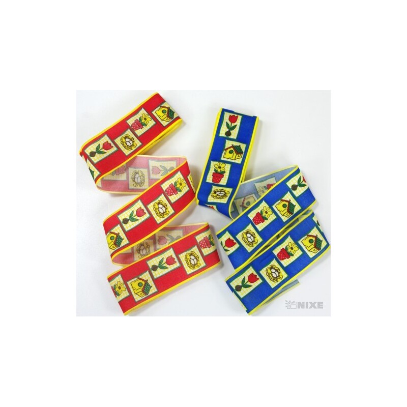 TAFT STUHA VELIKONOCE 40mmx5m*ČERVENÁ+MODRÁ 212009A