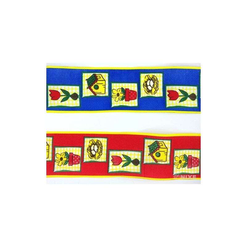 TAFT STUHA VELIKONOCE 40mmx5m*ČERVENÁ+MODRÁ 212009A