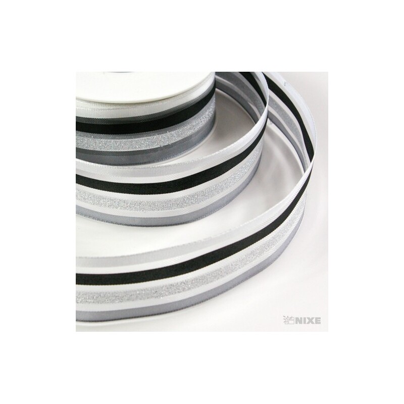 LULU 40mmx25m 3537*ČERNÁ+BÍLÁ+STŘÍBRNÁ