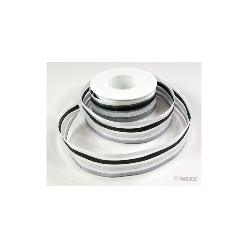 LULU 40mmx25m 3537*ČERNÁ+BÍLÁ+STŘÍBRNÁ