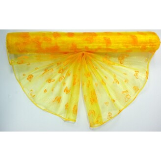ORGANZA VZOR SZ-52 38cmx9yd*ŽLUTÁ 110