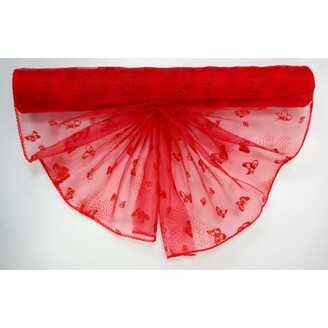 ORGANZA VZOR SZ-52 38cmx9yd*ČERVENÁ 019