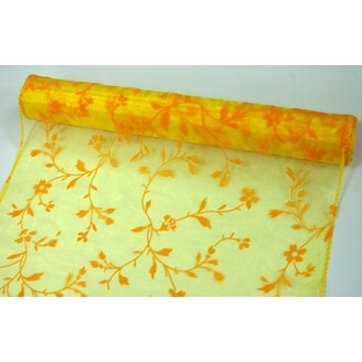 ORGANZA VZOR BS-R034 38cmx9yd*ŽLUTÁ 110