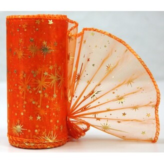 ORGANZA VZOR SZ-49 10cmx10yd*ORANŽOVÁ 076