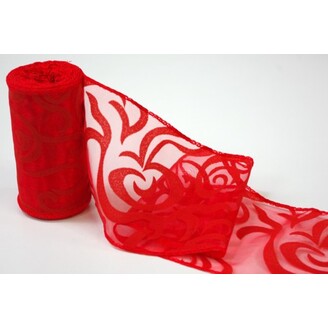 ORGANZA VZOR BS-R033 10cmx10yd*ČERVENÁ 019