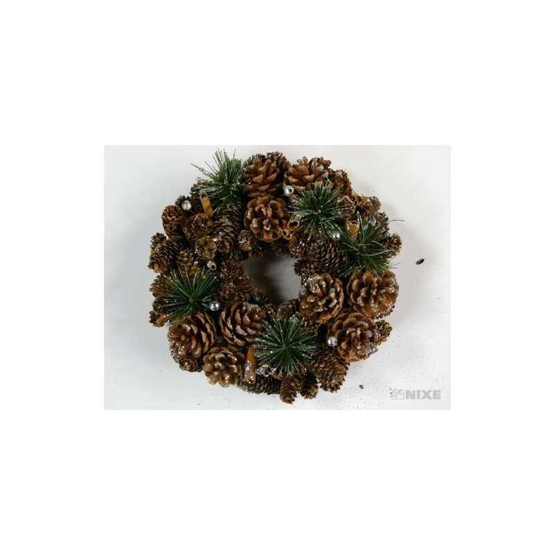 VĚNEC ŠIŠKOVÝ POSTŘÍBŘENÝ 17cm*