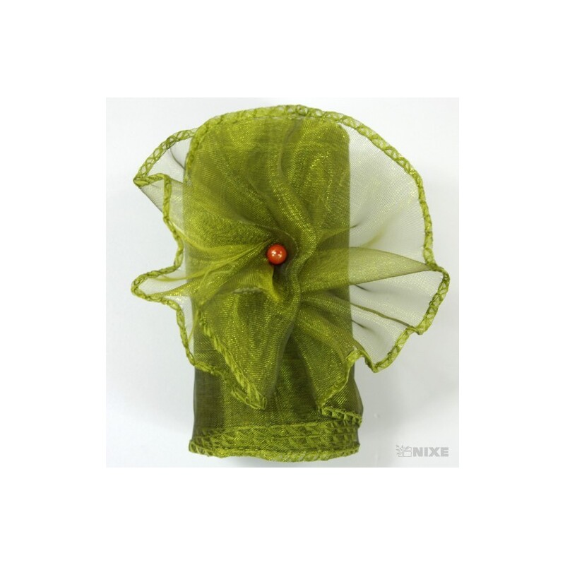 ORGANZA 10cmx10yd*ZELENÁ KHAKI 041 V+