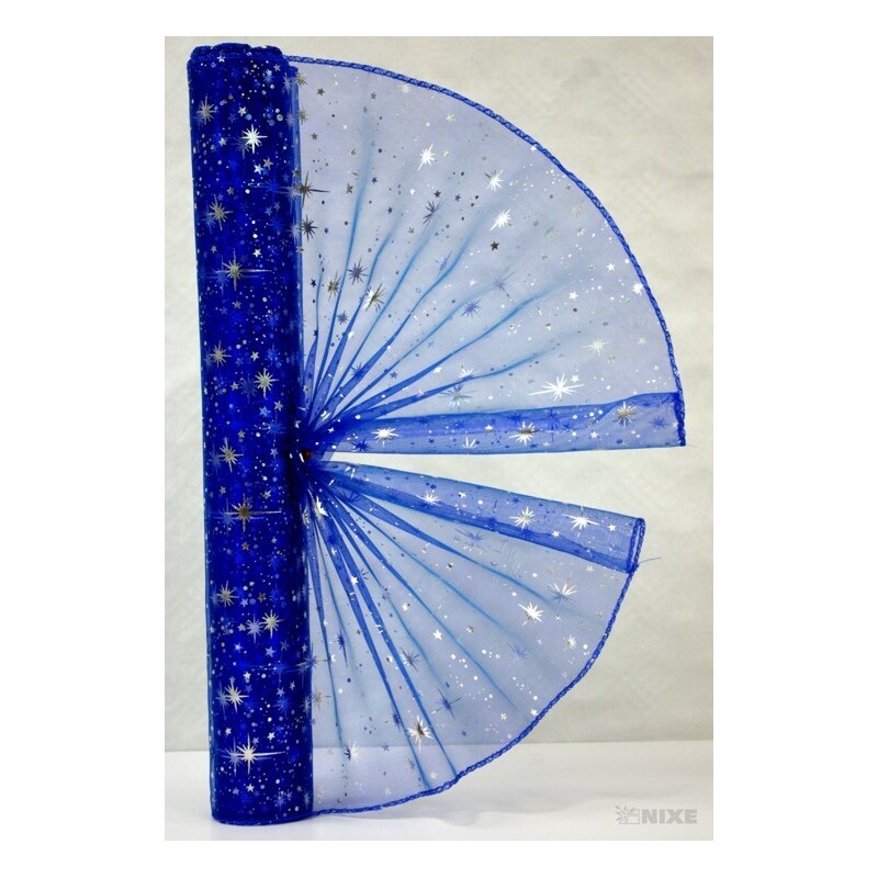 ORGANZA VZOR SZ-49 38cmx9yd*MODRÁ TM. 072