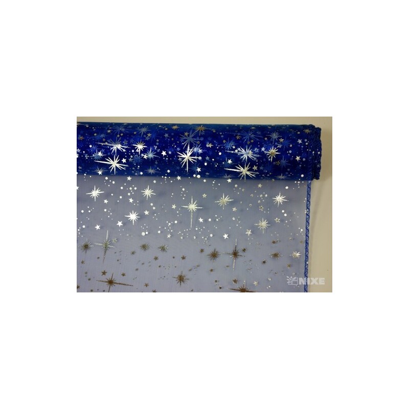 ORGANZA VZOR SZ-49 38cmx9yd*MODRÁ TM. 072