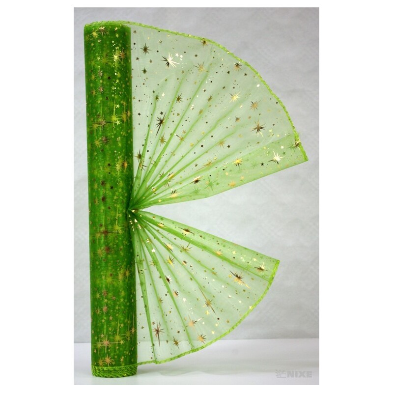 ORGANZA VZOR SZ-49 38cmx9yd*ZELENÁ 035