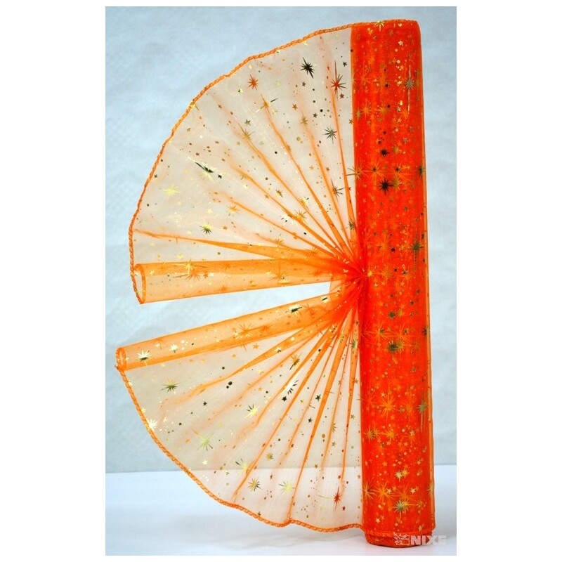 ORGANZA VZOR SZ-49 38cmx9yd*ORANŽOVÁ 076
