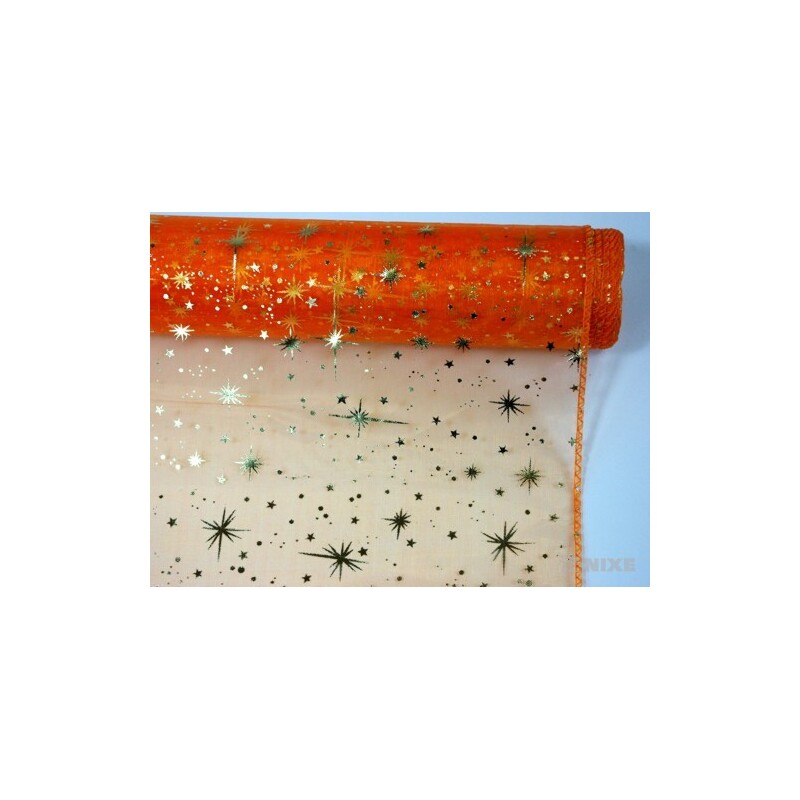 ORGANZA VZOR SZ-49 38cmx9yd*ORANŽOVÁ 076