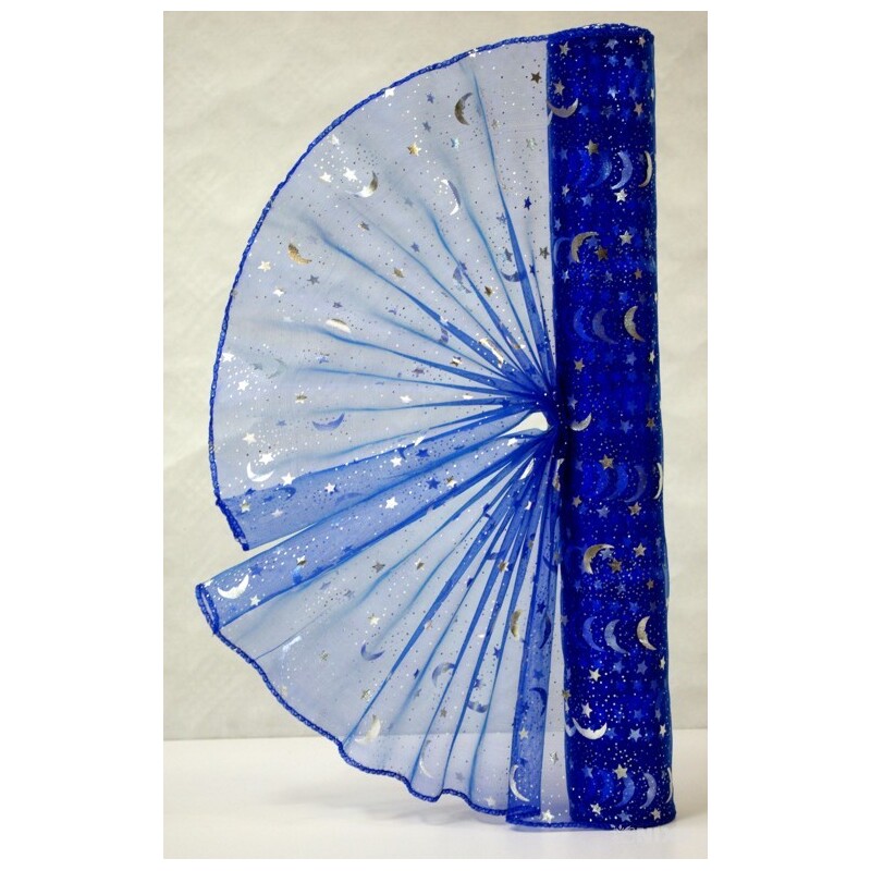 ORGANZA VZOR SZ-74 38cmx9yd*MODRÁ TM. 072