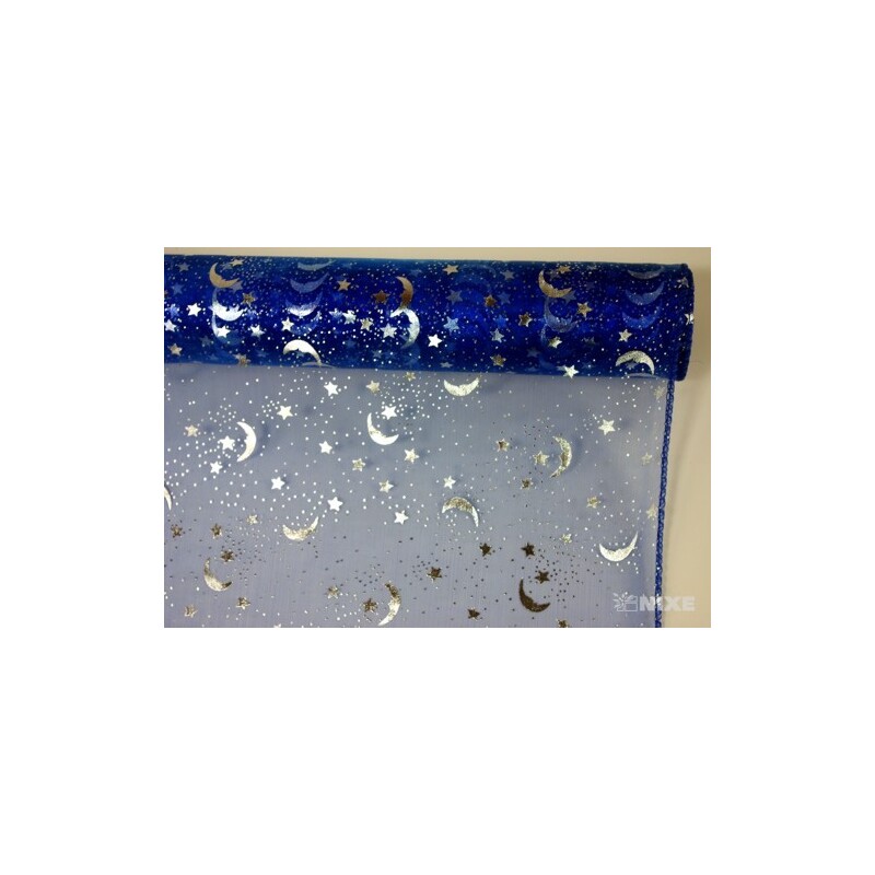 ORGANZA VZOR SZ-74 38cmx9yd*MODRÁ TM. 072