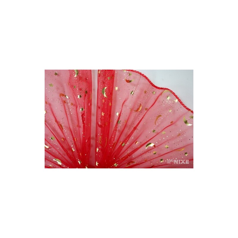 ORGANZA VZOR SZ-74 38cmx9yd*ČERVENÁ 019