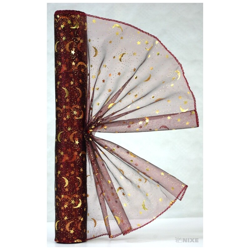 ORGANZA VZOR SZ-74 38cmx9yd*BORDOVÁ 137