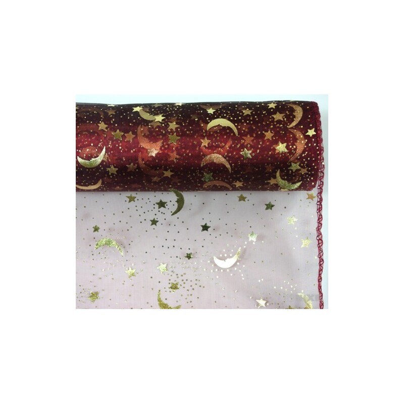 ORGANZA VZOR SZ-74 38cmx9yd*BORDOVÁ 137