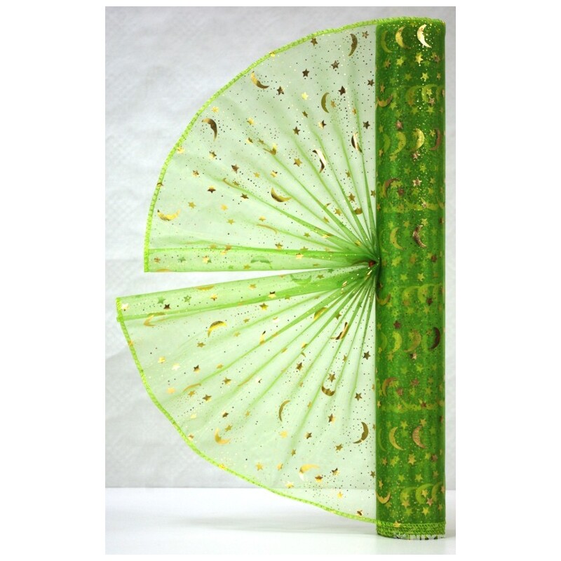 ORGANZA VZOR SZ-74 38cmx9yd*ZELENÁ 035