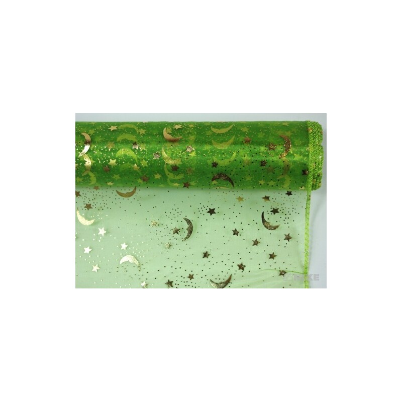 ORGANZA VZOR SZ-74 38cmx9yd*ZELENÁ 035