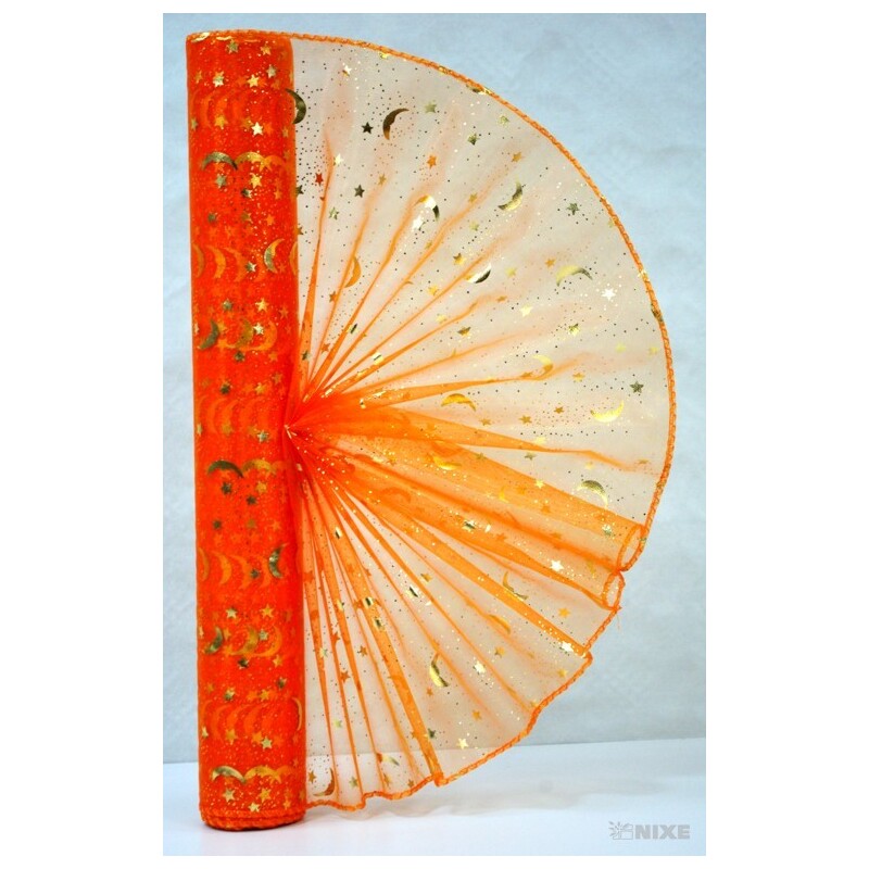 ORGANZA VZOR SZ-74 38cmx9yd*ORANŽOVÁ 076