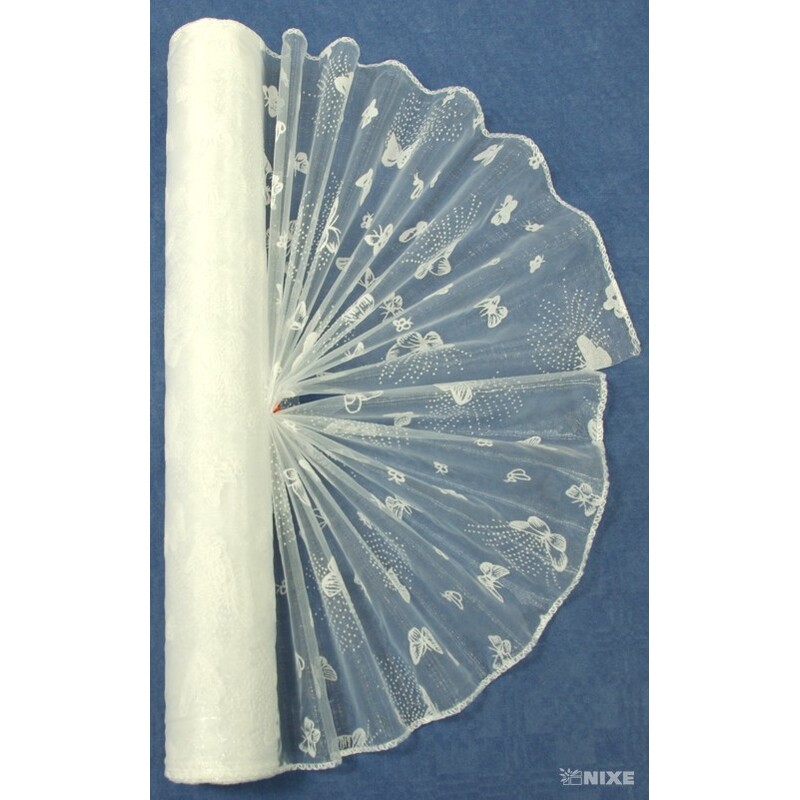 ORGANZA VZOR SZ-52 38cmx9yd*BÍLÁ 001