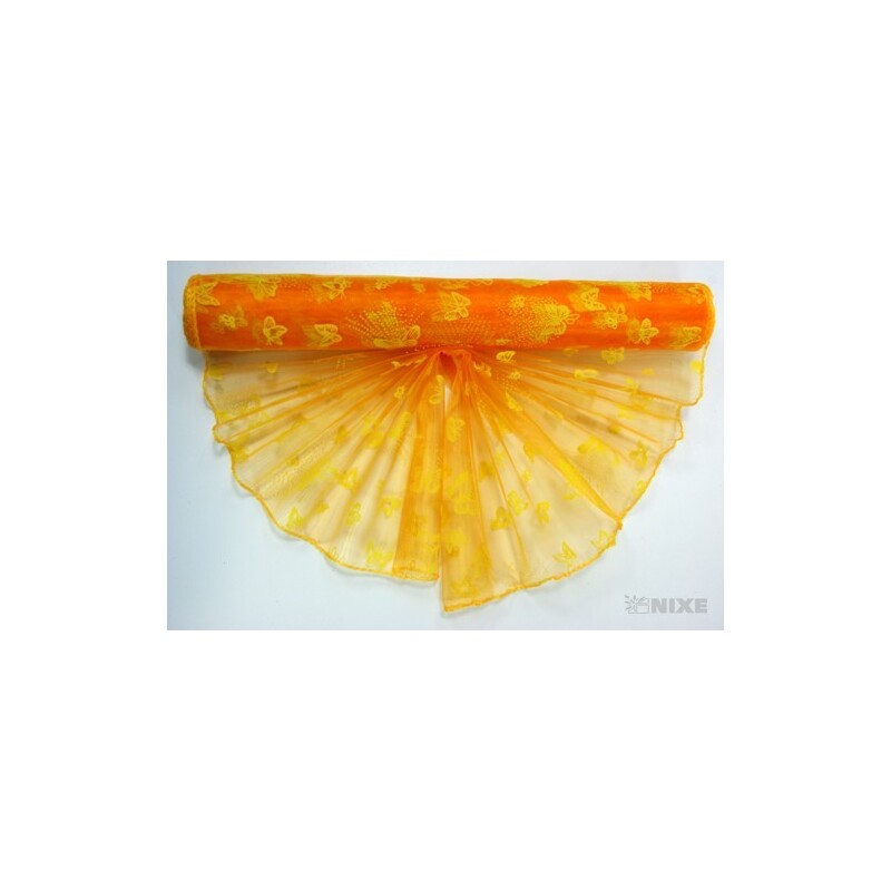 ORGANZA VZOR SZ-52 38cmx9yd*ORANŽOVÁ 113
