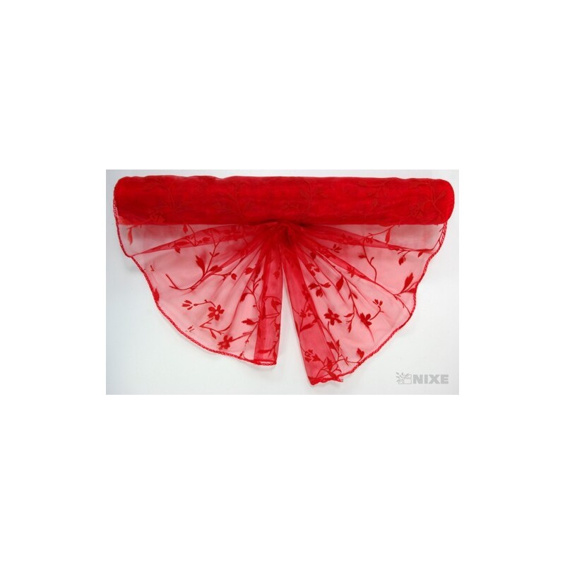 ORGANZA VZOR BS-R034 38cmx9yd*ČERVENÁ 019