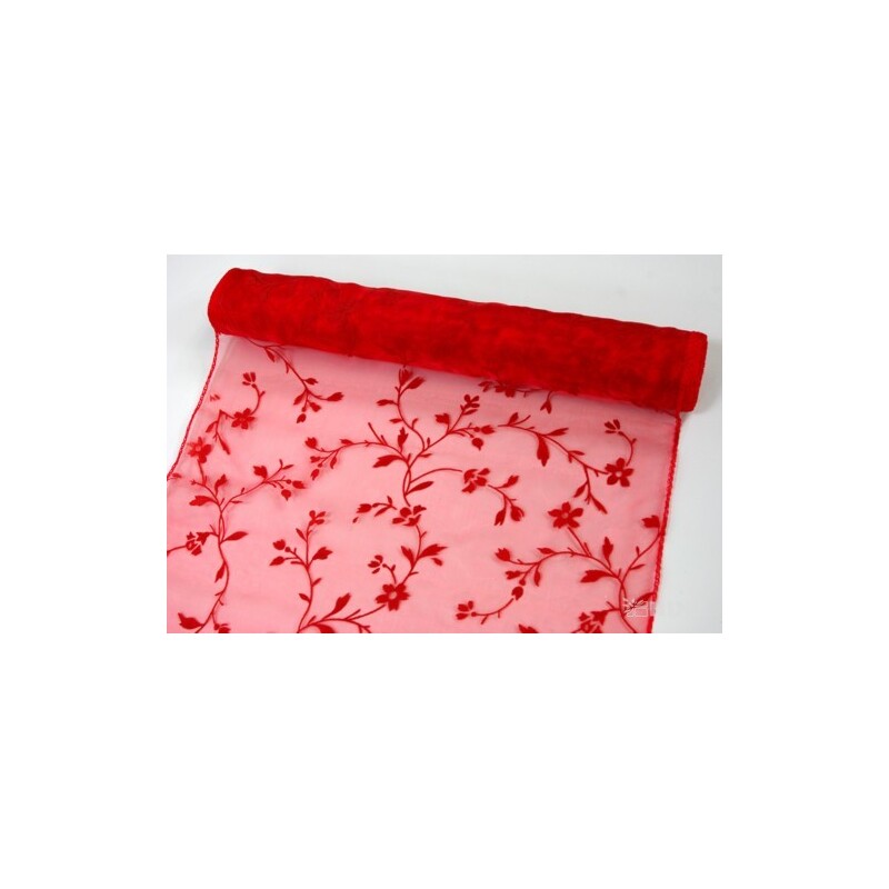 ORGANZA VZOR BS-R034 38cmx9yd*ČERVENÁ 019