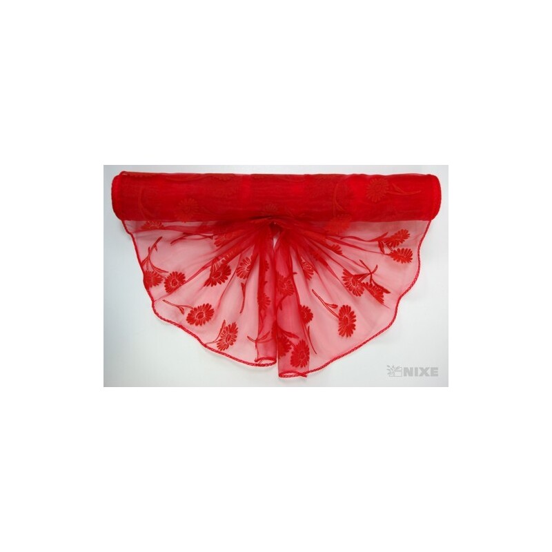 ORGANZA VZOR BS-R037 38cmx9yd*ČERVENÁ 019
