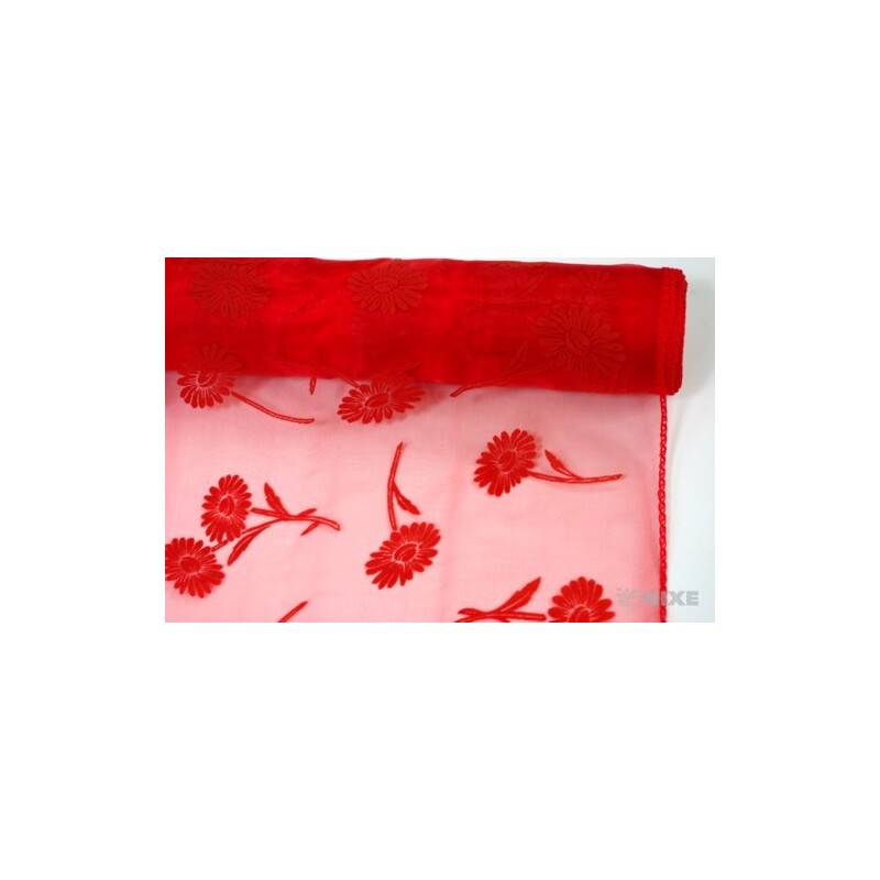 ORGANZA VZOR BS-R037 38cmx9yd*ČERVENÁ 019