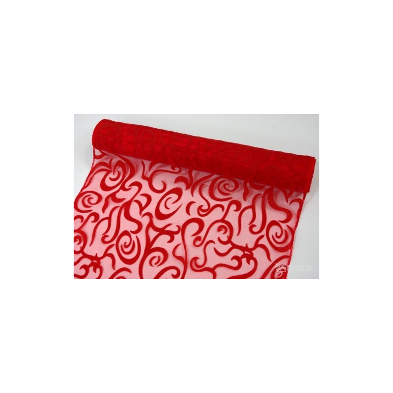 ORGANZA VZOR BS-R033 38cmx9yd*ČERVENÁ 019