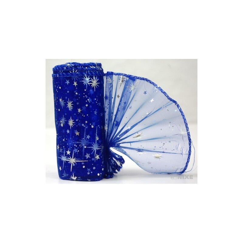 ORGANZA VZOR SZ-49 10cmx10yd*MODRÁ TM. 072