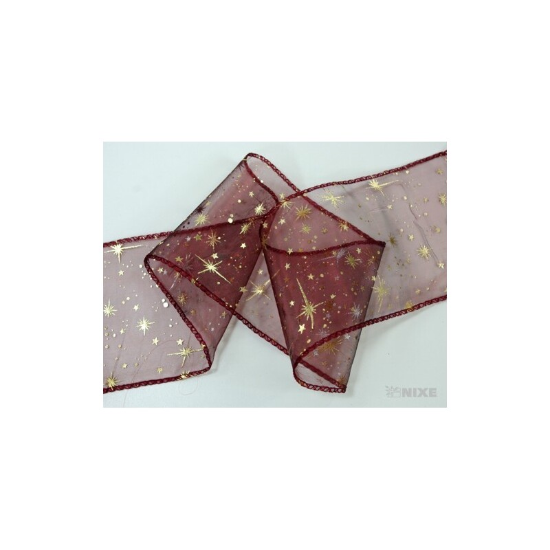 ORGANZA VZOR SZ-49 10cmx10yd*BORDOVÁ 137