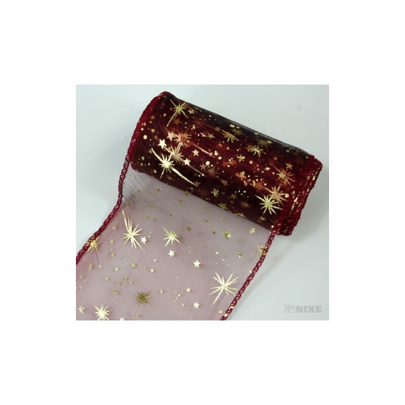 ORGANZA VZOR SZ-49 10cmx10yd*BORDOVÁ 137