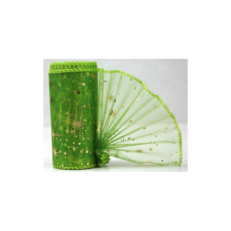 ORGANZA VZOR SZ-49 10cmx10yd*ZELENÁ 035