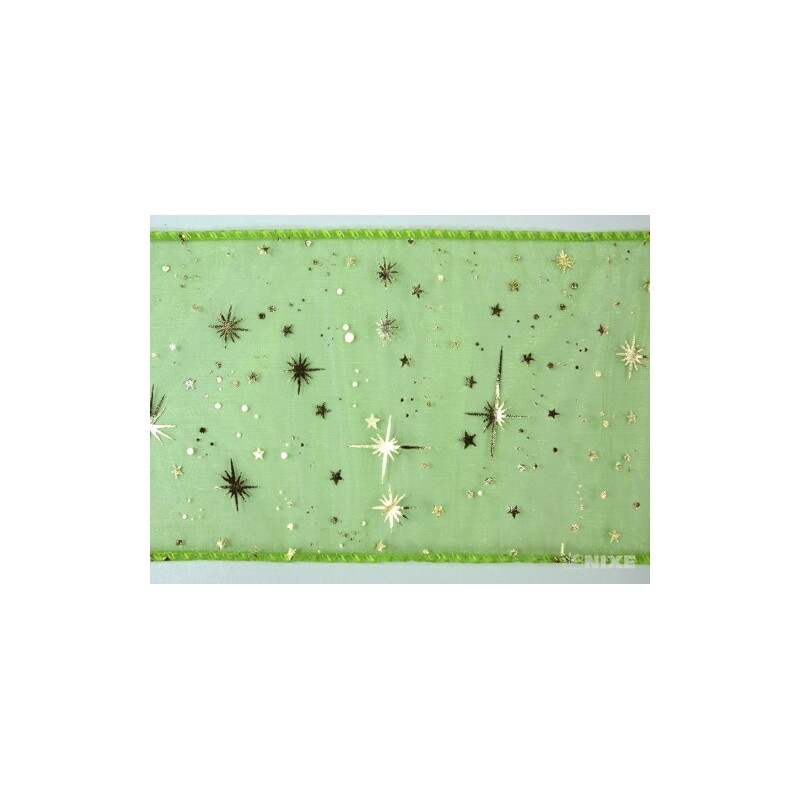 ORGANZA VZOR SZ-49 10cmx10yd*ZELENÁ 035