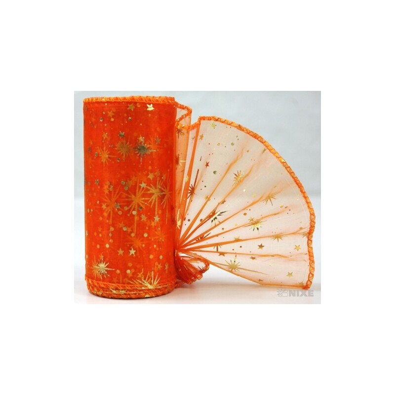 ORGANZA VZOR SZ-49 10cmx10yd*ORANŽOVÁ 076