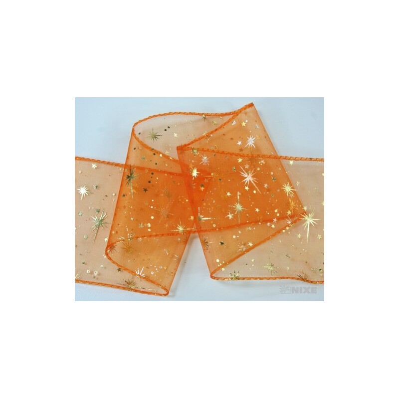 ORGANZA VZOR SZ-49 10cmx10yd*ORANŽOVÁ 076