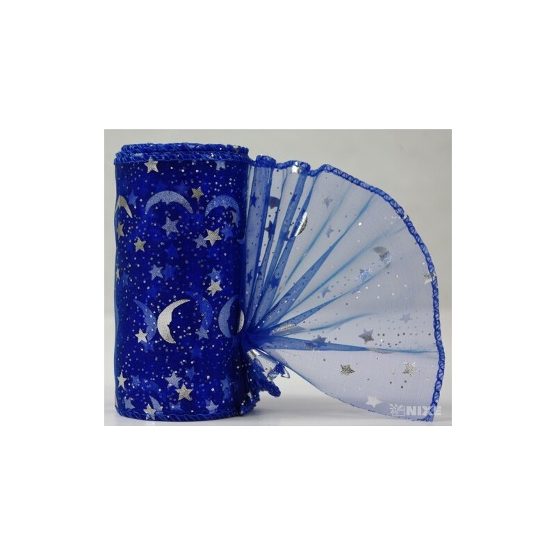 ORGANZA VZOR SZ-74 10cmx10yd*MODRÁ TM. 072