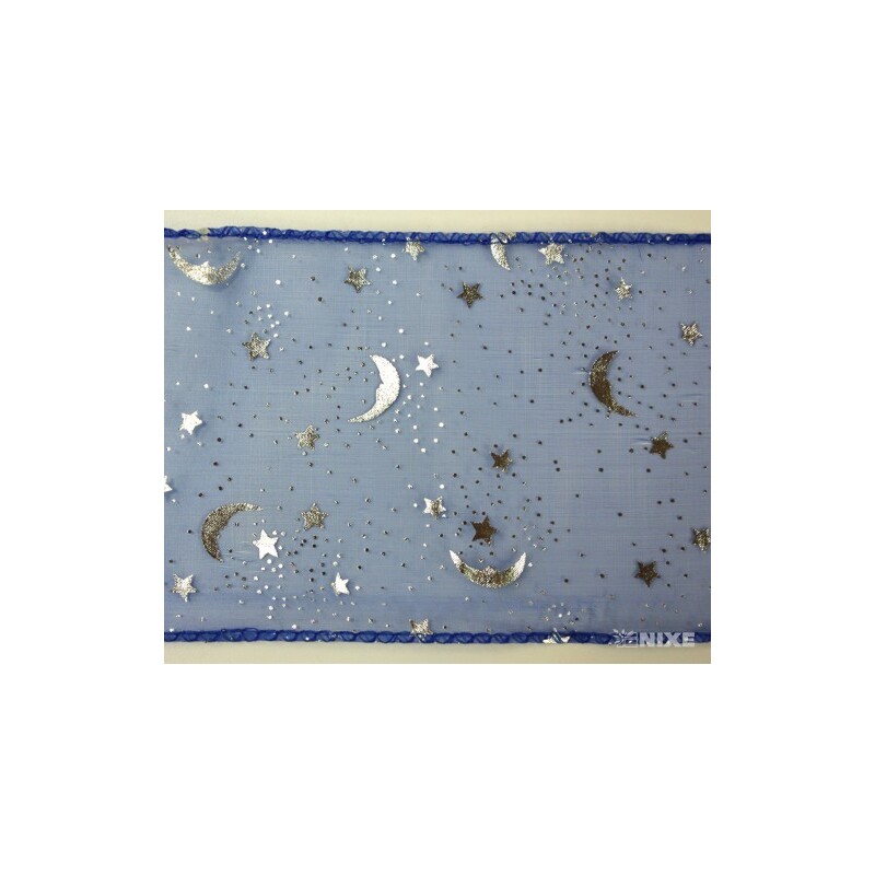 ORGANZA VZOR SZ-74 10cmx10yd*MODRÁ TM. 072