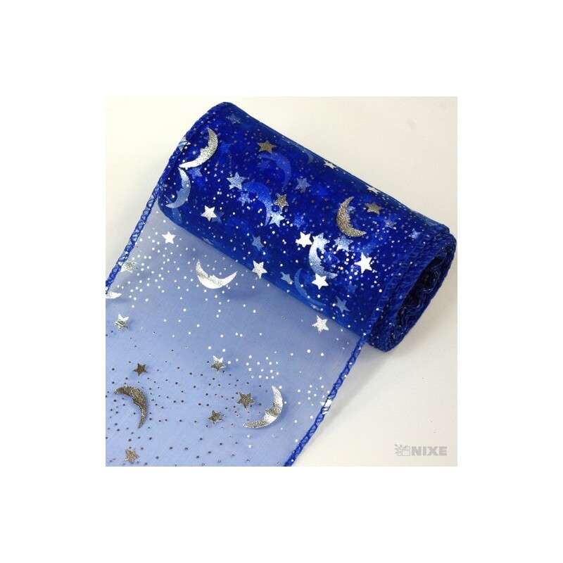 ORGANZA VZOR SZ-74 10cmx10yd*MODRÁ TM. 072