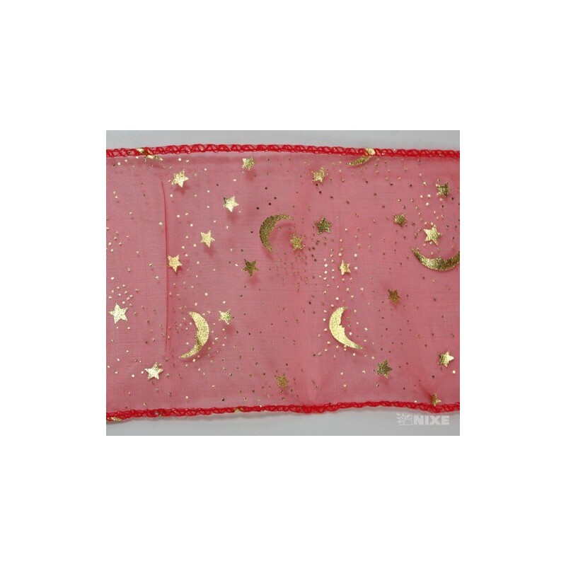 ORGANZA VZOR SZ-74 10cmx10yd*ČERVENÁ 019