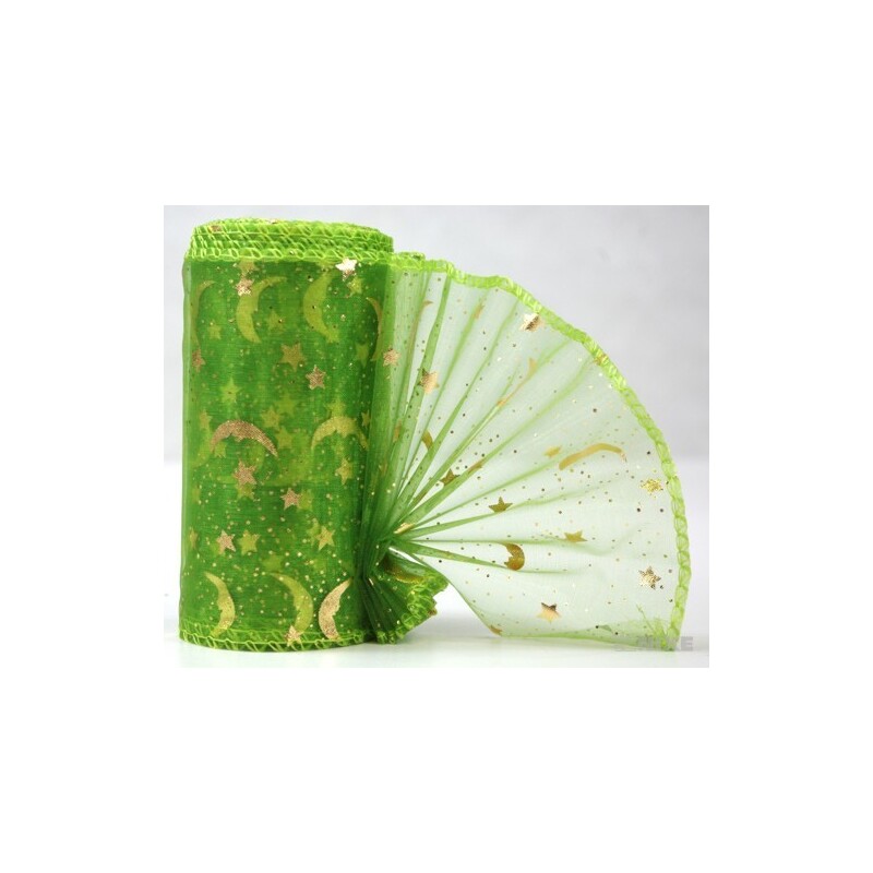 ORGANZA VZOR SZ-74 10cmx10yd*ZELENÁ 035