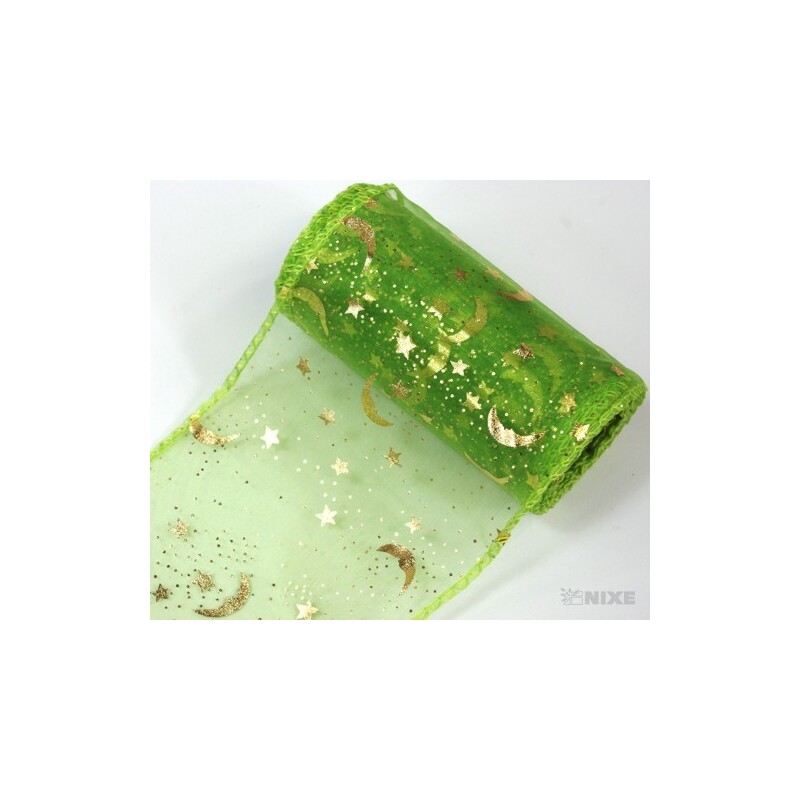 ORGANZA VZOR SZ-74 10cmx10yd*ZELENÁ 035