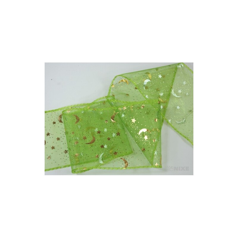 ORGANZA VZOR SZ-74 10cmx10yd*ZELENÁ 035