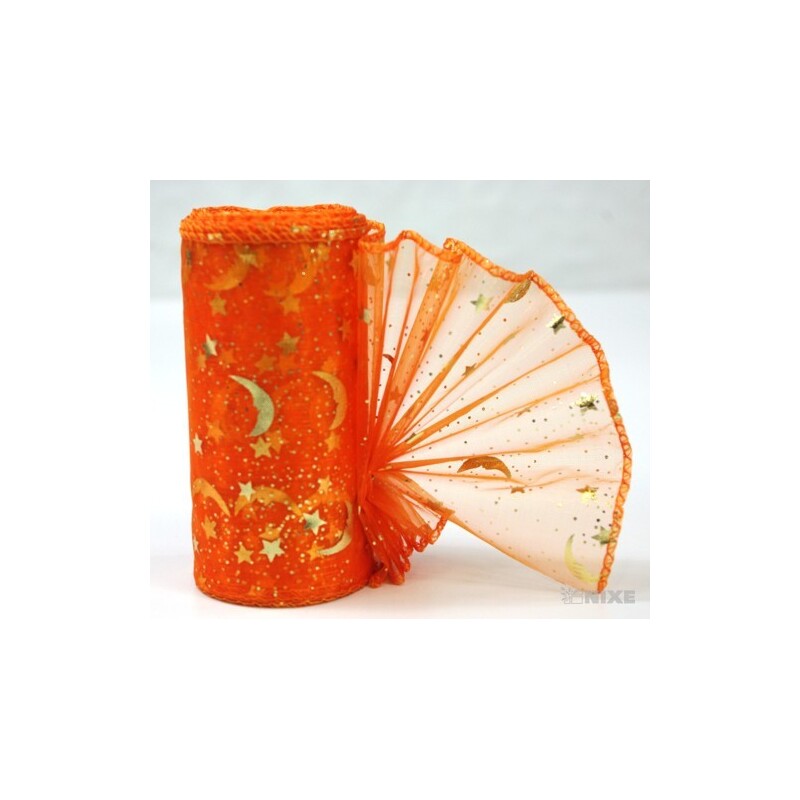 ORGANZA VZOR SZ-74 10cmx10yd*ORANŽOVÁ 076